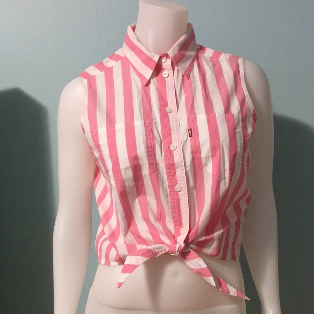 NWT Levi's Striped Collared Tie Shirt